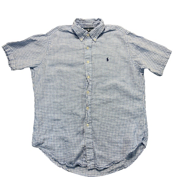 Polo Ralph Lauren Other - Polo Ralph Lauren Mens Classic Fit 100% Linen Gingham Seersucker Shirt Blue L